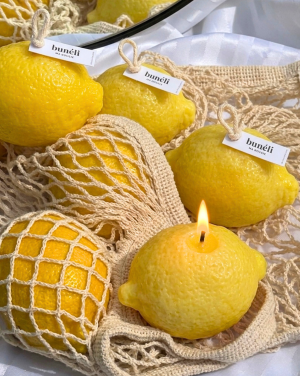 Bougie trompe-l'œil citron